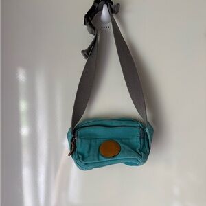 Teal Crossbody Bag with Gray Strap